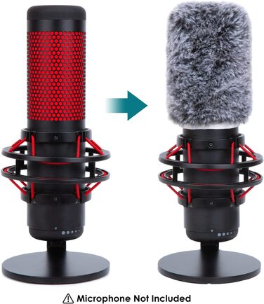 Тримач для мікрофона YOUSHARES з кріпленням для HyperX QuadCast, металевий, з насадкою для кріплення до столу та вітрозахистом, для стін та столів (2 хутряні насадки)