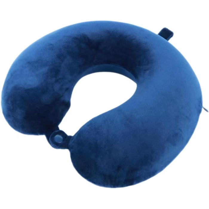 Подушка для шиї, 100% Memory Foam, U-подібна, легка, портативна, для подорожей (синя)