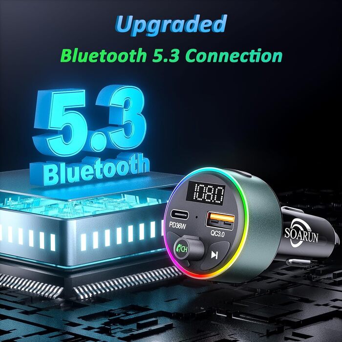 Bluetooth 5.3 FM-трансмітер для авто, чорний