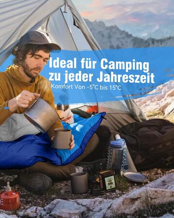 Спальний мішок 3-4 сезони, водонепроникний, ультралегкий, 220*75см (Блакитний) - для кемпінгу, подорожей, походів