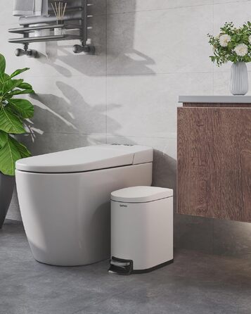Сміттєвий відер кухонний з педаллю та кришкою Soft-Close, нержавіюча сталь, 50 літрів, білий