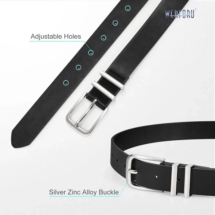Комплект жіночих шкіряних ременів WERFORU (3 шт.) - чорний, коричневий, бежевий, розмір 81-95 см для джинсів, спідниць та суконь