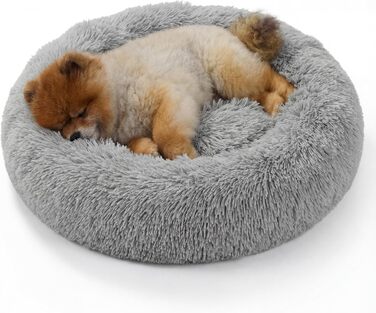 Кругле ліжко для котів та маленьких собак BEDSURE - Ø 60 см, м'яке, плюшеве, миється