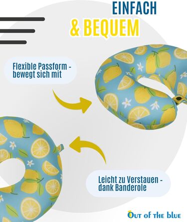 Подушка для шиї Lemons з мікрогранулятом - ергономічна подушка для подорожей (30x30 см)