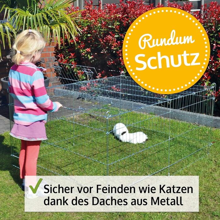 Вольєр для дрібних тварин Zooprinz Weatherproof з міцним дахом та сонцезахистом - ідеальний для вашого улюбленця на вулиці. Міцний металевий каркас, компактно складається, 3 розміри (M).