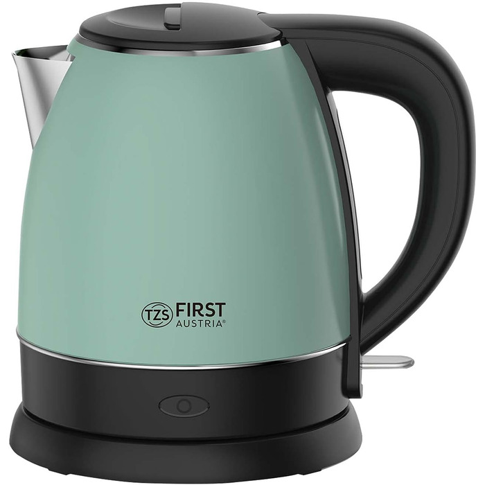 Електричний чайник First Austria Edelstahl, зелено-чорний, 2200W, 1.2л, 20см, з фільтром від накипу, захистом від сухого кипіння, бездротовий