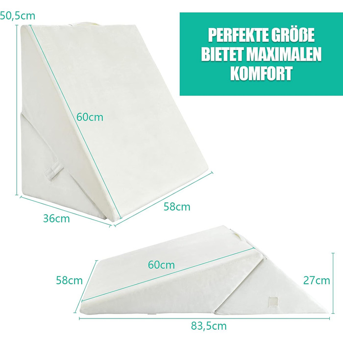 Подушка для читання GOPLUS з піною з пам'яті, 54x32x50,5 см, біла