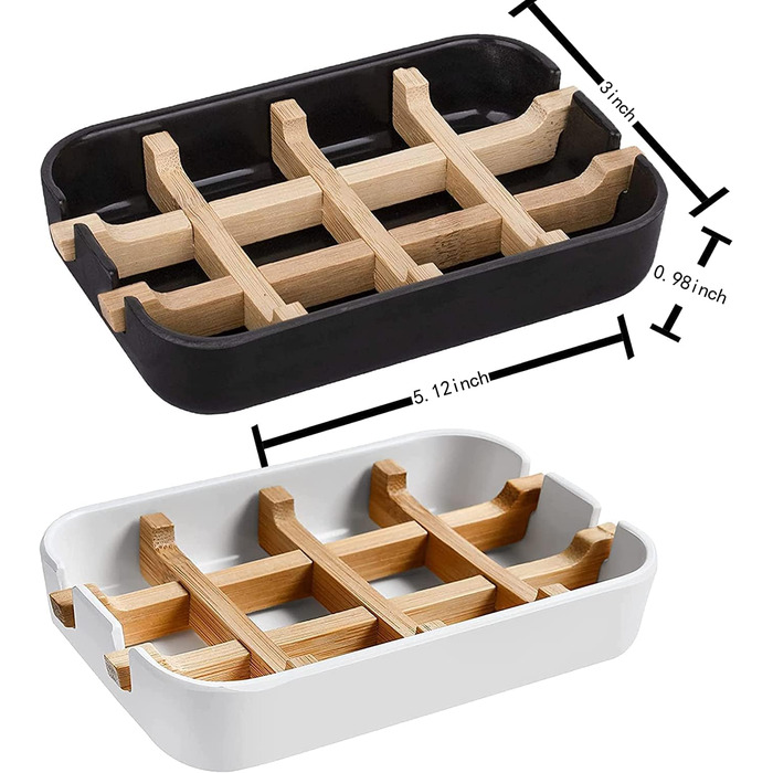 Сучасний тримач для мила та мильниця з бамбукової фібри, чорний, 13x7,6x2,5 см, для кухні, ванної кімнати та барної мийки