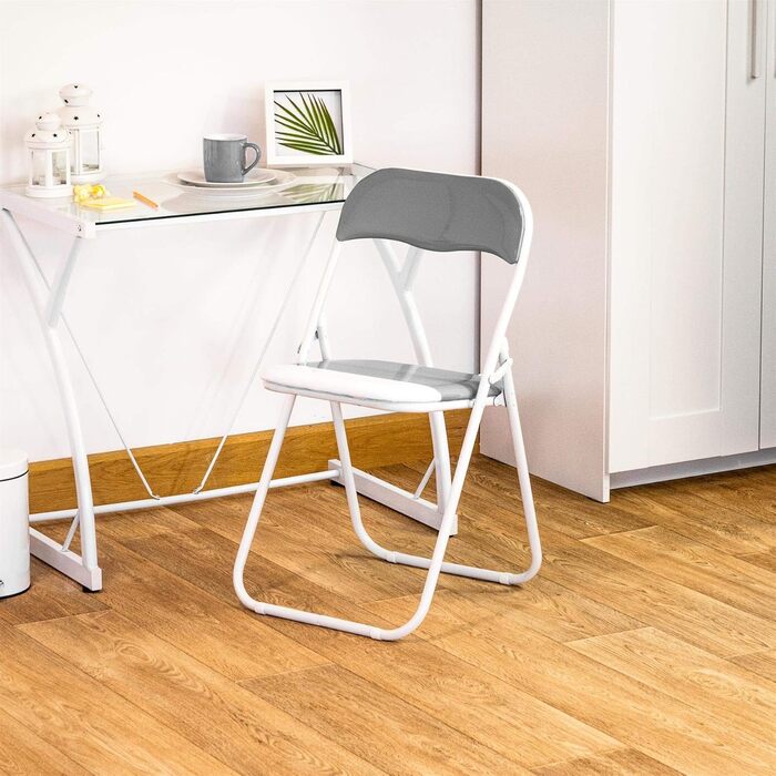 Складні стільці Harbour Housewares сірі, 2 шт, м'які, металевий каркас, для офісу, кухні, їдальні