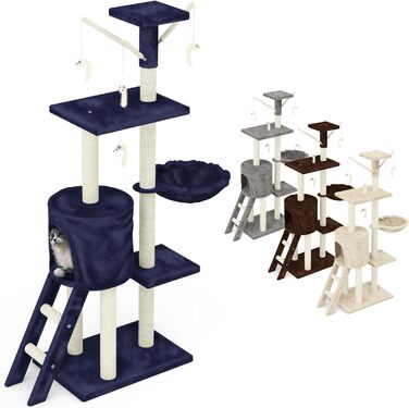 Дерев'яний кігтечка для котів Beltom® Kratzbaum 140 см, блакитний. Ігровий комплекс для котів, кігтеточка, ігровий центр