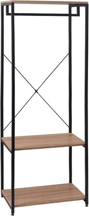 WOLTU Clothes Rack Hanging Shelf Clothes Rail with Shoe Shelf for Bedroom Wardrobe Stand, Metal and Wood, Black + Light Oak, approx. 60 x 40 x 167 cm