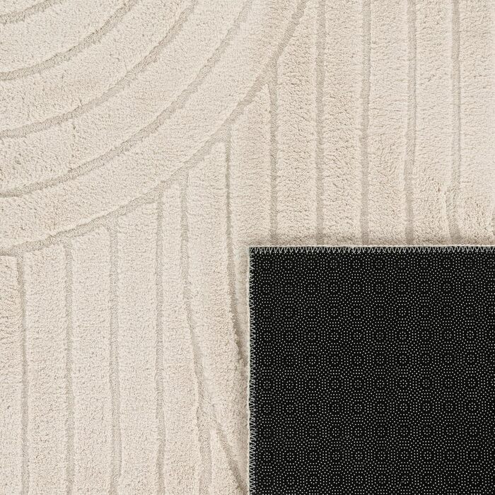 Paco Home Rug Living Room Bedroom High Pile Soft Plain Scandinavian Boho Design 3D Rainbow Effect Washable Cream, Size: 80x150 cm