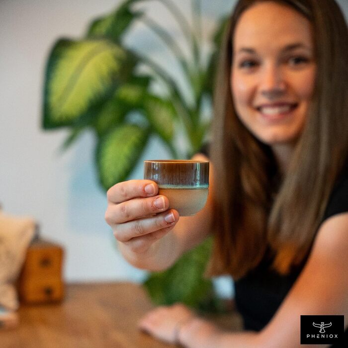 Набір порцелянових чашок Illusion, 4 шт. по 120 мл, без ручки, для еспресо, сумісний з посудомийною машиною, для мікрохвильової печі, подарункова коробка