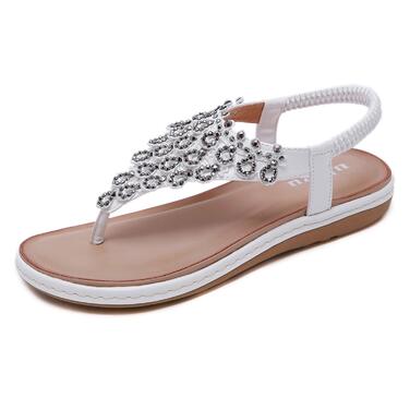 Босоніжки жіночі літні шльопанці Bohemian Strass, розмір 36-42 (40 EU), білі