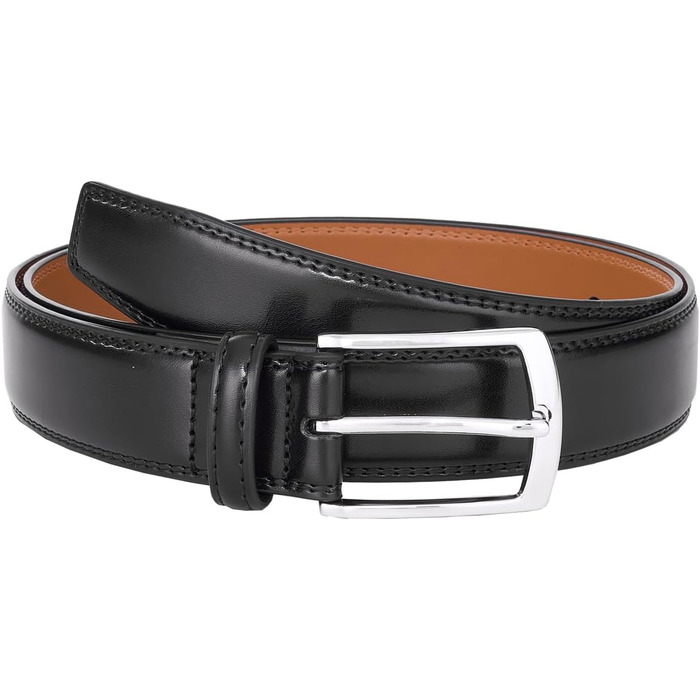 Чоловічий шкіряний ремінь VRLEGEND 35 мм для бізнесу та офіційних заходів, ремінь до костюма, з подарунковою коробкою, чорний, розмір 38W-41W (120 см)