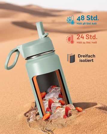 Термофляга Coolflask 710 мл зі сталі з трубою та 3 кришками, вакуумна ізольована пляшка для води для спорту та подорожей, Starry Indigo Black