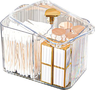 Контейнер для ватних паличок Veki з кришкою, прозорий, для ватних дисків, зубної нитки, косметики (зелений)