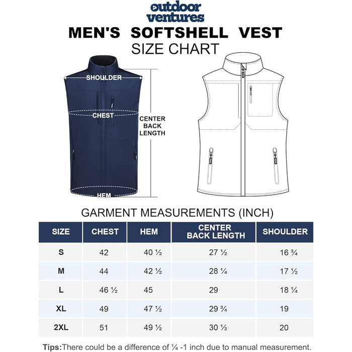 Чоловіча софтшеллова жилетка Outdoor Ventures, водонепроникна та вітрозахисна, спортивна, XL, блакитна