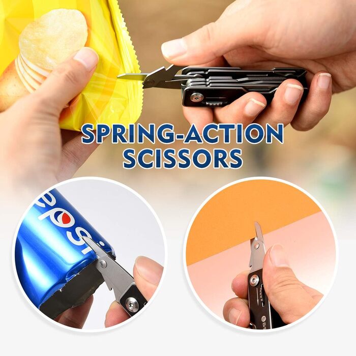 Мультитул BIBURY з нержавіючої сталі, багатофункціональний: викрутка, ніж, відкривачка, карабін. Ідеальний для кемпінгу, ремонту, подарунок для чоловіків (Чорний)