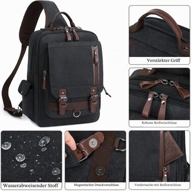 Спортивна сумка-слінг mygreen Canvas Crossbody Bag через плече, водостійкий рюкзак-сумка для прогулянок та outdoor, армійський зелений, XL