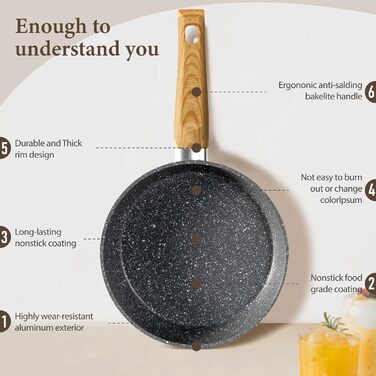 Kitchen Academy Induction Cookware Set - 12-Piece Gray Granite Cookware Set, Non-Stick Cookware and Pan Set, PFOA & PFOS-Free