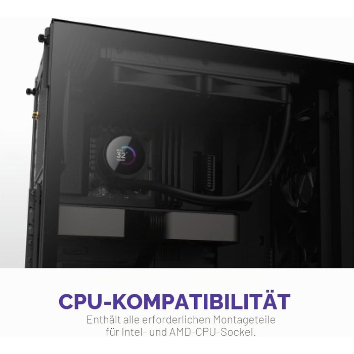 Рідинне охолодження процесора NZXT Kraken 280 RGB, 280мм, з LCD-дисплеєм, чорний