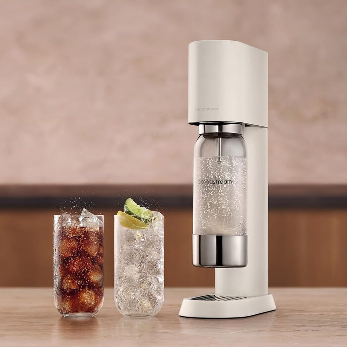 SodaStream enso™ Преміум Газовий Напоєвник | Нержавіюча сталь, дизайн Naoto Fukasawa | В комплекті: пляшка 1 л без BPA, серветка для очищення | Проста заміна CO2, сріблястий | З 1 балончиком CO2 (60 л)