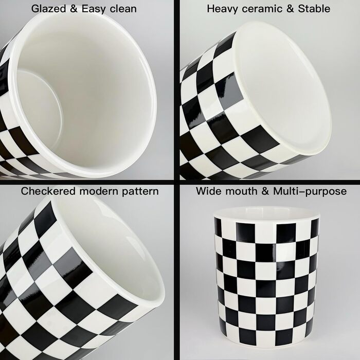Bathroom Toothbrush Holder, Bathroom, Toothbrush Holder Set, Modern, Cute, Toothbrush and Toothpaste Holders for Bathroom, Countertop, Organizer, Black and White Plaid Decor (Black, 1 Piece, 1)