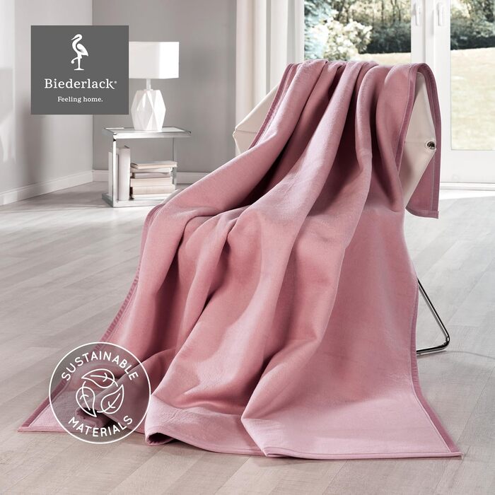 Biederlack Плюшева плед-ковдра Pure Cotton, 100% бавовна, рожева, 150x200 см, екологічна, вироблено в Німеччині