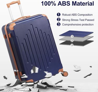 Набір валіз LEADZM 3 шт. з захистом кутів, ABS, телескопічний ручка, ручна поклажа, контрастне кольорове рішення (кремово-білий)