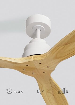 Вентилятор стельовий CREATE Windstylance Natural Wood з підсвічуванням, білий, WiFi, пульт, 132 см, двосторонній, 40W