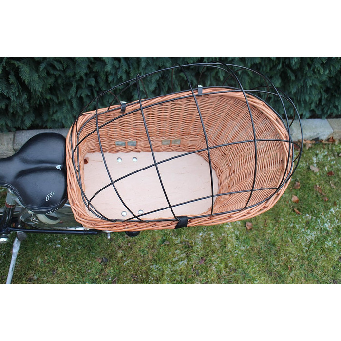 Кошик для велосипеда для багажника з лози з металевою сіткою та подушкою, XL або XXL. Кошик для багажника (XL без подушки)