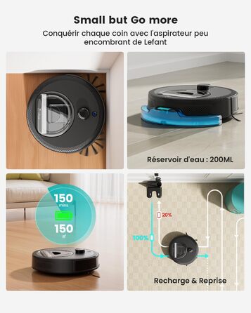 Робот-пилосос Lefant M330 Pro з картографією, 3-в-1, лазерною навігацією, уникненням перешкод PSD, індивідуальним прибиранням, часом роботи 150 хвилин, керуванням через APP/Alexa/WiFi