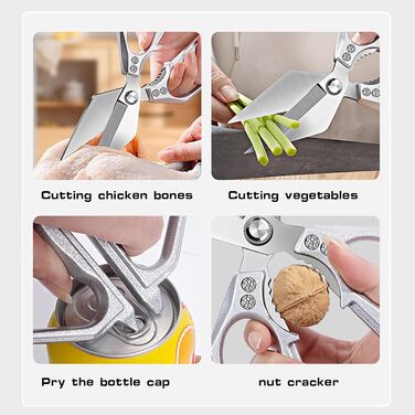 Ніж-ножиці кухонні зі сталі, універсальні, з відкривачем для пляшок, для курки, риби, м'яса, зелені, горіхів, миються в посудомийній машині