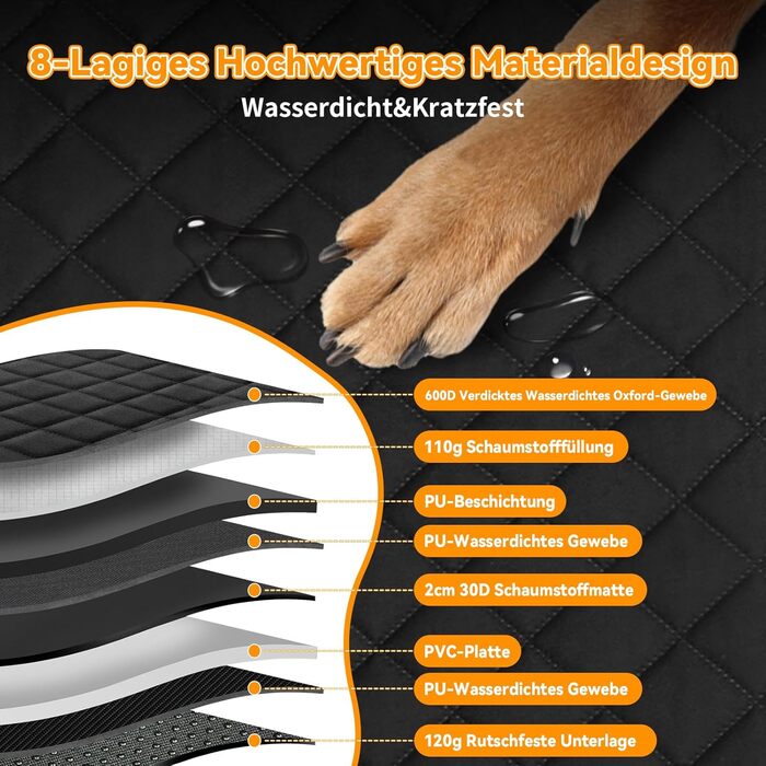 Килимок для собак у машину з жорсткою основою, водовідштовхуючий, антиковзкий, легко миється. 8-шаровий матеріал, багатофункціональний дизайн, захист від подряпин.