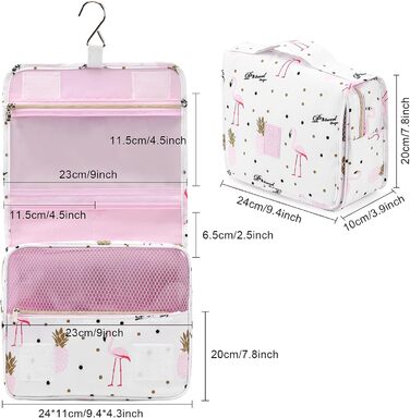 Жіноча сумочка для туалетних аксесуарів Lychii, органайзер для подорожей, підходить для валізи та ручної поклажі (рожевий фламінго)