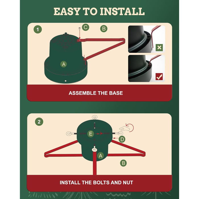 Підставка для ялинки з водою PUDO: міцна, для ялинок до 2,5м, зелений колір