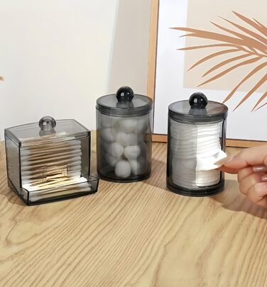 Диспенсер для ватних дисків та паличок з PET, чорний. Організатор для косметики та макіяжу.