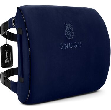 Подушка для попереку SNUGL для офісного крісла, ортопедична подушка з піни Memory Foam для підтримки спини, коректор постави для жінок та чоловіків, автомобільна подушка (Темно-синій)