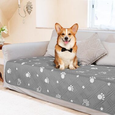 Водонепроникний килимок для собак Pick For Life: захист диванів та ліжок. Легко миється, підходить для великих та маленьких собак (сірий & білий, 97x190 см)