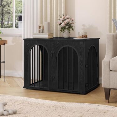 Клітка для собак Hzuaneri, 80 см, 3 двері, сучасний дизайн, чорний колір, для дому, міцна, 80 x 56 x 61 см, DFC85101B