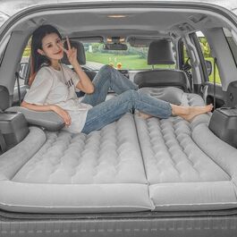 Автоматизована повітряна матрац для автомобіля Awolsrgiop 170x120 см - для подорожей, кемпінгу, відпочинку на природі. З насосом та 2 подушками (сірий)