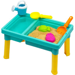 Playgro Sand and Water Table Outdoor Toy – Toddler Activity Table Sandbox Toy Sensory Table Summer Toy Beach Table 5-Piece Accessory Set for Baby Kids Girls Boys