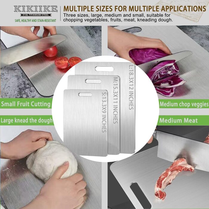 Ніжкова дошка Titan 2025: 100% титан, кухонна, двостороння, з антипригарним покриттям (34 x 23 см)