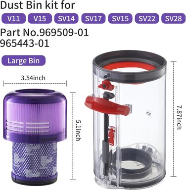 Замінний контейнер для пилососів Dyson V11, V15, SV14, SV15, SV17, SV22 (оригінальні запчастини No.970050-01 та 965443-01)