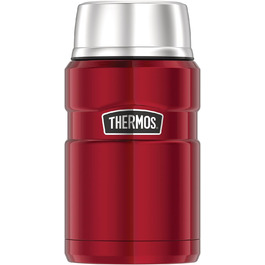 Thermos STAINLESS KING FOOD JAR 0.71L, Cranberry Red. Stainless steel food container, 14 hours hot / 24 hours cold, absolutely leak-proof for soup, muesli, stew. Large food Thermos container, dishwasher safe, 710 ml (no spoon included). More content, Cranberry Red.