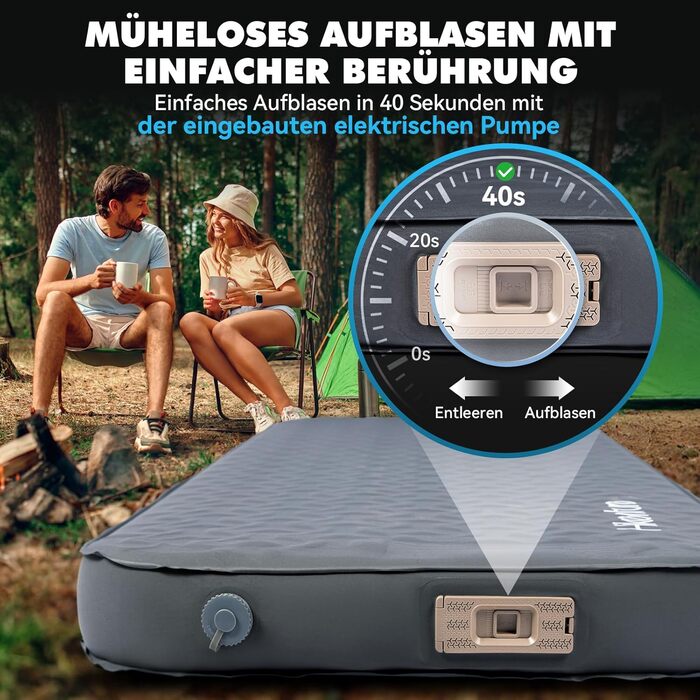 Каремат HIKENTURE самонадувний з вбудованим електронасосом, 10 см товщини, для кемпінгу, туризму та відпочинку на природі