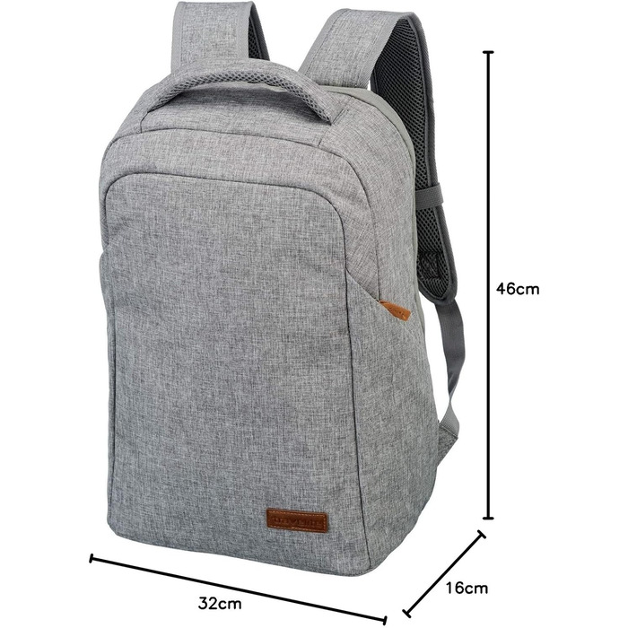 Travelite Security Backpack with Back Zipper, SAFETY Daypack, BASICS, Travel Backpack with Anti-Theft Features and Laptop Compartment up to 15.6 inches, 46 cm, 23 liters (Light Grey)