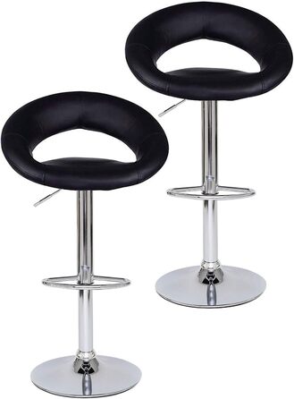 Dibea 2-Piece Swivel Bar Stools - Adjustable Height, 130kg Capacity, Black - Model 1