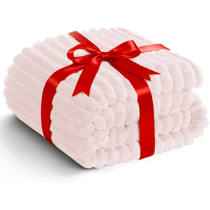 М'яка ковдра WAVVE з флісу 150x200 см (220x240 см), рожева - для дивану, софи, декору інтер'єру